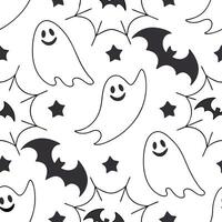 Ghosts and bats seamless tile pattern with spooky elements and dark tones for eerie Halloween decor concept as Spooky ghosts and bats arranged seamlessly with dark tones for eerie Dynamics Set 2 vector