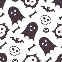 Ghosts and skeletons seamless tile pattern with spooky elements and dark hues for eerie Halloween decor concept as Spooky ghosts and skeletons arranged seamlessly with dark hues fo Dynamics vector