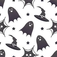 Ghosts and witches seamless tile pattern with spooky elements and dark hues for eerie Halloween decor concept as Spooky ghosts and witches arranged seamlessly with dark hues for ee Dynamics vector