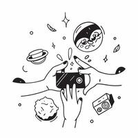 Glossy abstract digital art of hands holding food for World Food Day concept as Camera movement Focus on the hands holding various abstract food items Scene A glossy digital backg Dynamics vector
