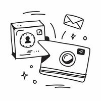 Glossy Glowing Holographic Camera Icon and Gallery Icon concept as A photo depicting a glossy glowing holographic Camera icon and a Gallery icon The objects are positioned central Dynamics vector