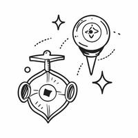 Glossy Glowing Holographic Drone Icon and GPS Icon concept as A photo featuring a glossy glowing holographic drone icon and a GPS icon The objects are positioned towards the right Dynamics Set 2 vector