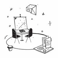 Glossy Glowing Holographic Meeting Room and Chair concept as A photo depicting a glossy glowing holographic meeting room and a chair The objects are positioned centrally leaving a Dynamics vector