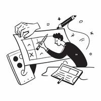 Graphic designer working on a high profile project concept as A graphic designer works intensely on a high profile project illustrating creativity and focus Perfect for design and Dynamics vector