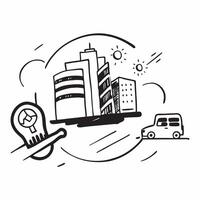 Green transportation icon and corporate building concept as A green transportation icon paired with a corporate building representing eco friendly commuting and corporate infrastru Dynamics vector