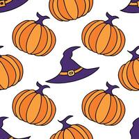 Halloween pumpkins and witches seamless tile pattern with vibrant orange and mystical elements for magical decor concept as Vibrant orange pumpkins and mystical witches arranged se Dynamics vector