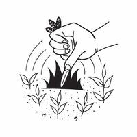Hand holding a cut leaf in a green field concept as A hand gently holding a cut leaf in a lush green field symbolizing environmental responsibility and sustainability in corporate Dynamics vector