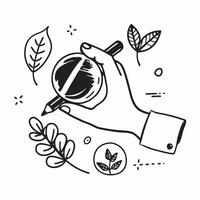 Hand holding a cut leaf in a classroom concept as A hand holding a cut leaf in a classroom representing educational initiatives and corporate social responsibility in environmental Dynamics vector