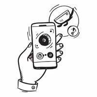 Hand Holding Mobile Phone with Holographic AI Icon and Machine Learning Icon concept as A photo depicting a hand holding a mobile phone with a glossy glowing holographic AI icon an Dynamics Set 3 vector