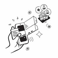 Hand Holding Mobile Phone with Holographic AI Icon and Machine Learning Icon concept as A photo depicting a hand holding a mobile phone with a glossy glowing holographic AI icon an Dynamics Set 2 vector