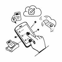 Hand Holding Mobile Phone with Holographic AI Icon and Machine Learning Icon concept as A photo depicting a hand holding a mobile phone with a glossy glowing holographic AI icon an Dynamics Set 7 vector