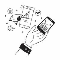 Hand Holding Mobile Phone with Holographic AI Icon and Machine Learning Icon concept as A photo depicting a hand holding a mobile phone with a glossy glowing holographic AI icon an Dynamics Set 10 vector