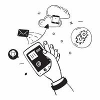 Hand Holding Tablet with Holographic Cloud Icon and Analytics Icon concept as A photo featuring a hand holding a tablet with a glossy glowing holographic cloud icon and analytics i Dynamics vector