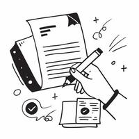 Hand Signing Contract with Holographic Agreement Icon and Signature Icon concept as A photo depicting a hand signing a contract with a glossy glowing holographic agreement icon and Dynamics vector