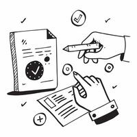 Hand Signing Contract with Holographic Agreement Icon and Signature Icon concept as A photo depicting a hand signing a contract with a glossy glowing holographic agreement icon and Dynamics Set 11 vector