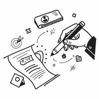 Hand Signing Contract with Holographic Agreement Icon and Signature Icon concept as A photo depicting a hand signing a contract with a glossy glowing holographic agreement icon and Dynamics Set 14 vector