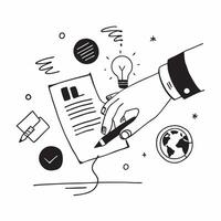 Hand Signing Contract with Holographic Agreement Icon and Signature Icon concept as A photo depicting a hand signing a contract with a glossy glowing holographic agreement icon and Dynamics Set 23 vector