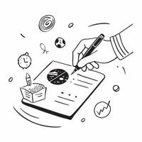 Hand Signing Contract with Holographic Agreement Icon and Signature Icon concept as A photo depicting a hand signing a contract with a glossy glowing holographic agreement icon and Dynamics Set 31 vector