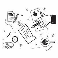 Hand Signing Contract with Holographic Agreement Icon and Signature Icon concept as A photo depicting a hand signing a contract with a glossy glowing holographic agreement icon and Dynamics Set 22 vector