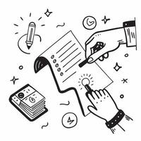 Hand Signing Contract with Holographic Agreement Icon and Signature Icon concept as A photo depicting a hand signing a contract with a glossy glowing holographic agreement icon and Dynamics Set 19 vector
