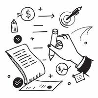 Hand Signing Contract with Holographic Agreement Icon and Signature Icon concept as A photo depicting a hand signing a contract with a glossy glowing holographic agreement icon and Dynamics Set 26 vector