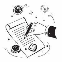 Hand Signing Contract with Holographic Agreement Icon and Signature Icon concept as A photo depicting a hand signing a contract with a glossy glowing holographic agreement icon and Dynamics Set 29 vector
