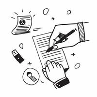 Hand Signing Contract with Holographic Document Icon and Pen Icon concept as A photo depicting a hand signing a contract with a glossy glowing holographic document icon and pen ico Dynamics Set 2 vector