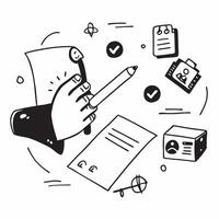 Hand signing contract with holographic privacy and security icons concept as Camera movement Zoom in on the hand signing the contract with holographic privacy and security icons fl Dynamics vector
