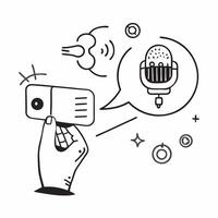 Hand with Holographic AI Assistant and Voice Command concept as A photo showing a hand presenting a holographic AI assistant and a voice command icon The hand is positioned centra Dynamics vector