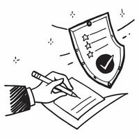 Hand Signing Contract with Holographic Signature Icon and Contract Icon concept as A photo depicting a hand signing a contract with a glossy glowing holographic signature icon and Dynamics Set 2 vector