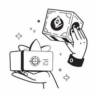 Hand with Holographic Cryptocurrency and Wallet concept as A photo showing a hand presenting a holographic cryptocurrency and a digital wallet The hand is positioned centrally lea Dynamics vector