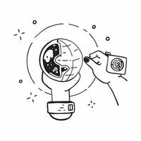 Hand with Holographic Environmental Sensor and Globe concept as A photo featuring a hand displaying a holographic environmental sensor and a globe The hand is positioned centrally Dynamics vector