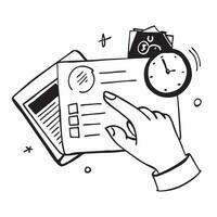 Hand with Holographic Meeting Agenda and Clock concept as A photo featuring a hand holding a holographic meeting agenda and a clock The hand is positioned centrally leaving ample Dynamics Set 2 vector