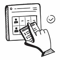 Hand with Holographic Meeting Planner and Calendar concept as A photo featuring a hand displaying a holographic meeting planner icon and a calendar The hand is positioned towards Dynamics Set 2 vector