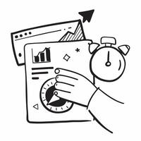 Hand with Holographic Meeting Timer and Stopwatch concept as A photo depicting a hand holding a holographic meeting timer icon and a stopwatch The hand is positioned centrally wit Dynamics vector