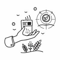 Hand with Holographic Smart Agriculture and Crop Management concept as A photo featuring a hand displaying a holographic smart agriculture system and crop management icon The hand Dynamics vector