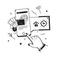 Hand with Holographic Smart Home and Security System concept as A photo featuring a hand displaying a holographic smart home and a security system The hand is positioned towards t Dynamics vector