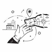 Hand with Holographic Smart City and Transportation System concept as A photo showing a hand presenting a holographic smart city and a transportation system The hand is positioned Dynamics vector