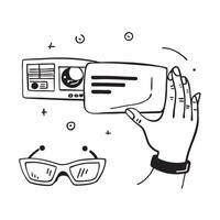 Hand with Holographic Smart Glasses and AR Interface concept as A photo featuring a hand displaying a holographic smart glasses and an AR interface The hand is positioned centrall Dynamics vector