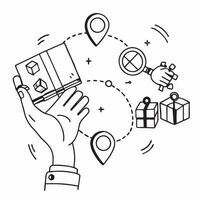 Hand with Holographic Supply Chain and Logistics Network concept as A photo featuring a hand displaying a holographic supply chain and a logistics network The hand is positioned c Dynamics vector