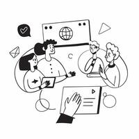 Happy remote team meeting concept as A happy remote team meeting blended with home office imagery symbolizing flexibility and connection in a virtual working environment Ideal for Dynamics vector