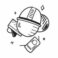 Hard hat and production equipment concept as A hard hat paired with production equipment symbolizing the essential head protection in manufacturing settings ideal for isolated vect Dynamics vector