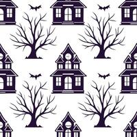 Haunted houses seamless tile pattern with eerie mansions and spooky windows for haunted home decor concept as Eerie haunted mansions and spooky windows arranged seamlessly for haun Dynamics vector