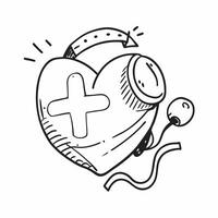 Heart and Cross with Health Wording concept as A detailed illustration of a heart and a cross symbolizing health and medical care The word Health is prominently displayed emphasiz Dynamics vector