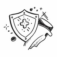 Health Shield and Cross Symbol with Health Protection Wording concept as A detailed illustration of a health shield and a cross symbol perfect for promoting health protection and s Dynamics vector