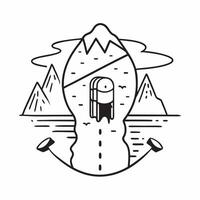 Hiker with mountain scenery concept as A hikers profile blended with mountain scenery symbolizing the awe and connection to nature Ideal for outdoor and adventure ads in Photo St Dynamics vector