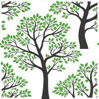 High contrast spring nature seamless pattern with bold tree trunks and vibrant greenery for dynamic spring designs concept as Bold spring nature pattern with strong tree trunks and Dynamics vector