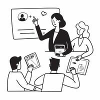 HR manager conducting a hybrid wellness workshop concept as An HR manager conducting a hybrid wellness workshop with employees onsite and remote highlighting health and well being Dynamics vector