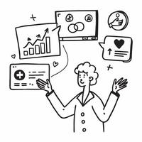 HR manager with wellness program concept as An HR managers profile blended with wellness program icons representing commitment to employee well being Ideal for corporate and ESG a Dynamics vector