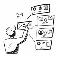 HR manager with email invitations concept as An HR managers profile blended with email invitations symbolizing efficient communication and event planning through emails Ideal for Dynamics vector